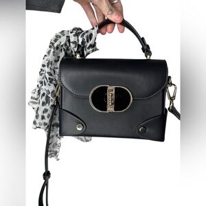Chic Black Mini Bag with Scarf Detail